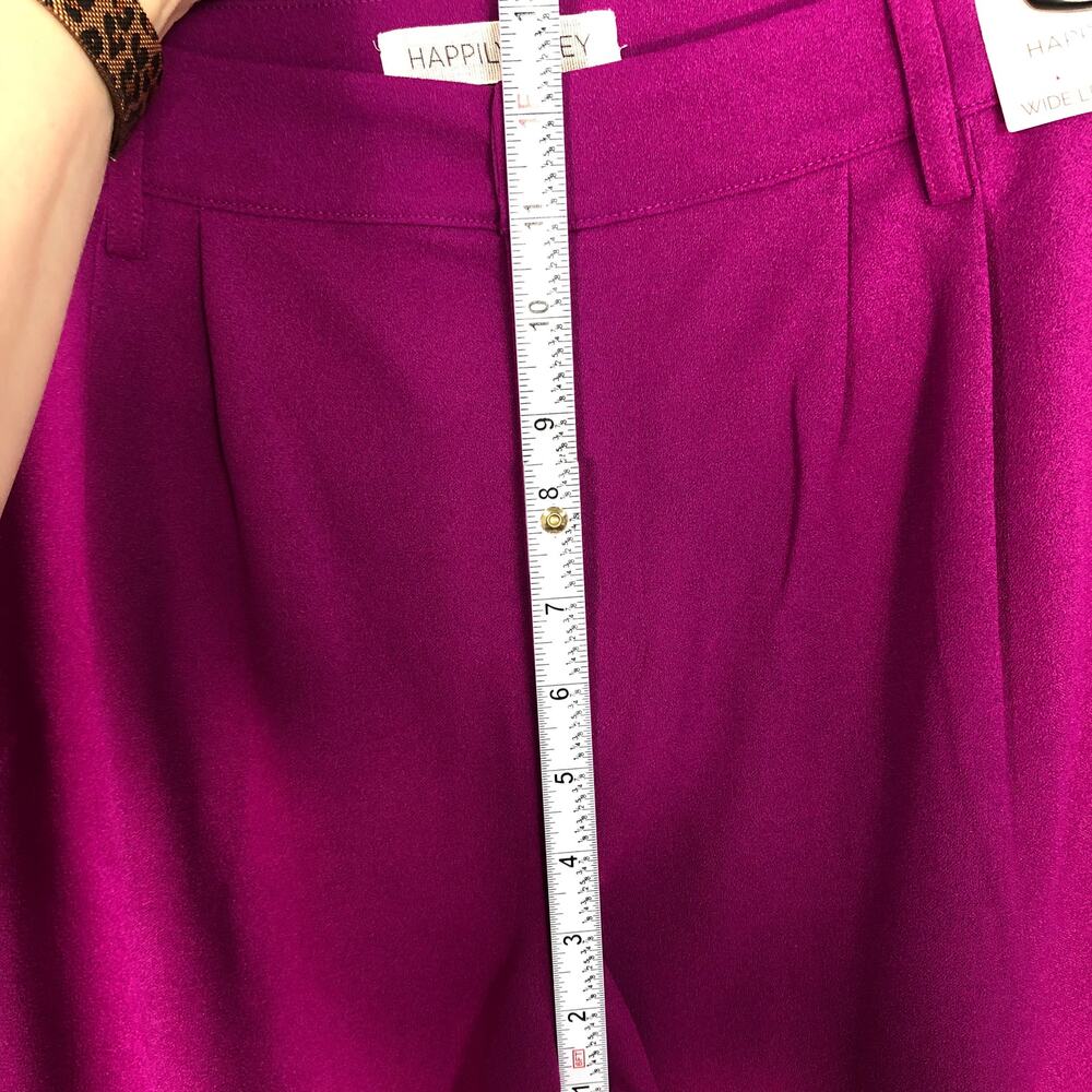 Happily Gray Pants Juniors Size 7 Purple Pink Wide Leg Trouser Pleated Slit Corp - Picture 9 of 10